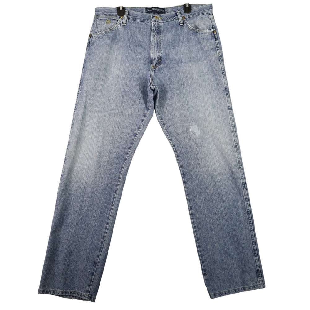 Wrangler George Strait Cowboy Cut Jeans Mens 38x32 Light Wash Denim Western Wear